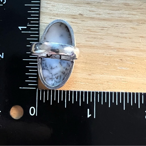 New Dendritic Dendrite Opal Crystal Stone Silver Overlay Ring Size 7.5 - Picture 6 of 7